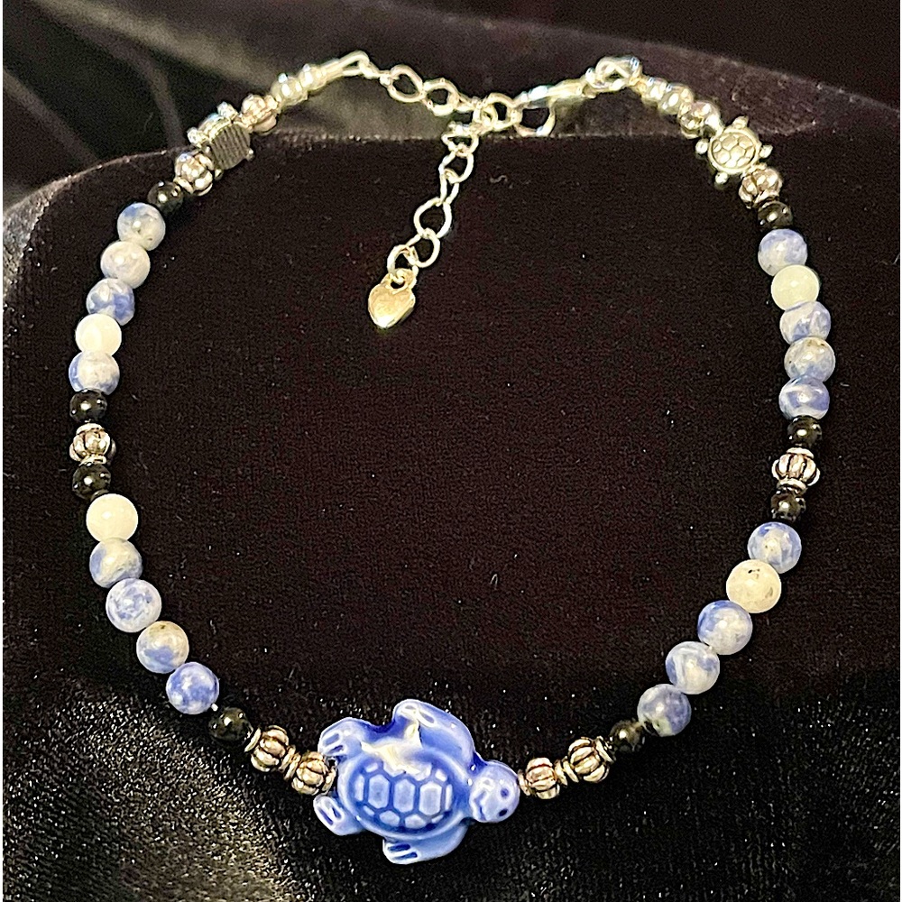 Sodalite Turtle 🐢 Anklet